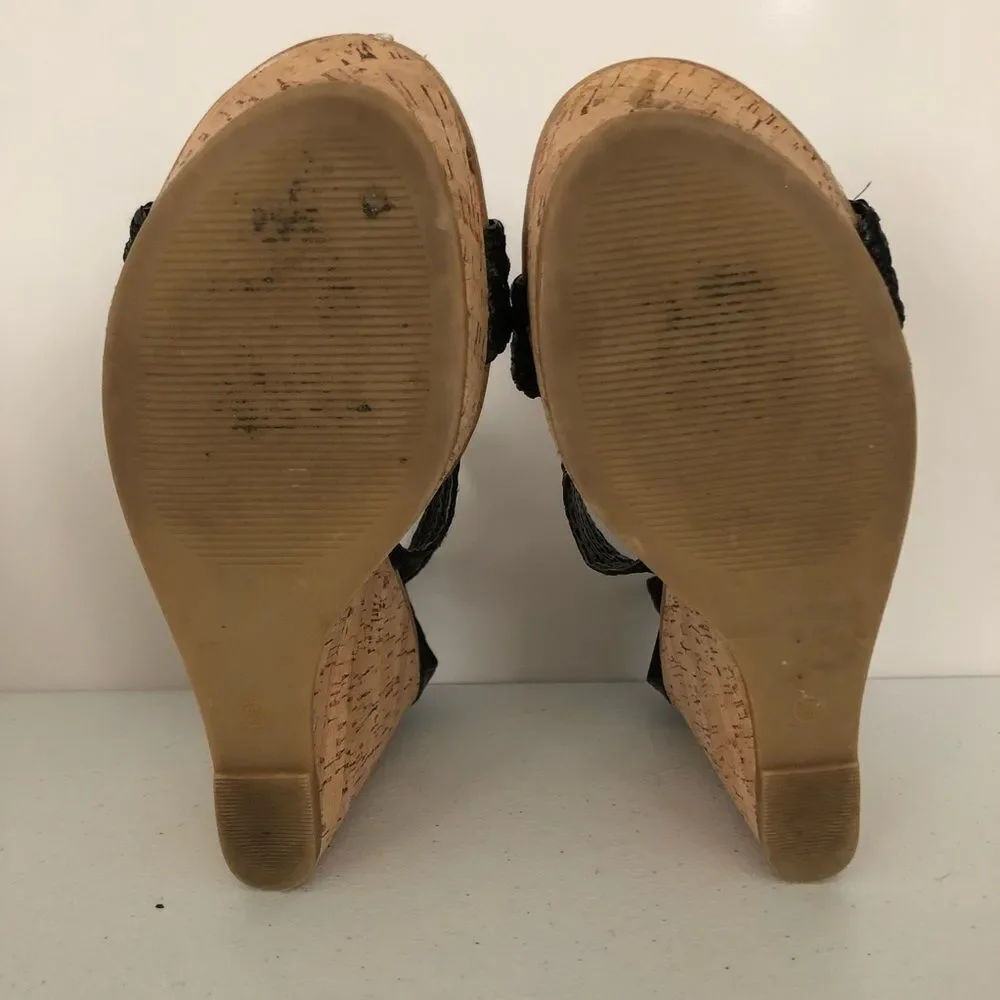 Banana Republic black leather cork wedges, 8.5